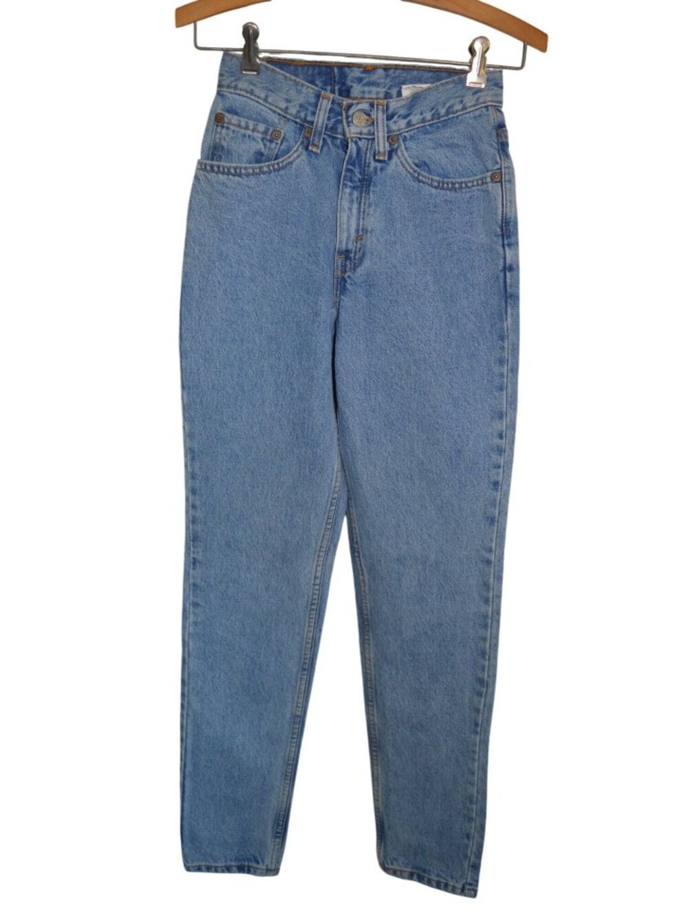 Vintage 80s Levi's Mid Rise Light Wash 100% Cotton Tapered Denim Jeans Size 1M